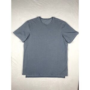 Lululemon Men Blue Short Sleeve T-Shirt Crew Neck Stonewash Denim Loose Fit L/XL